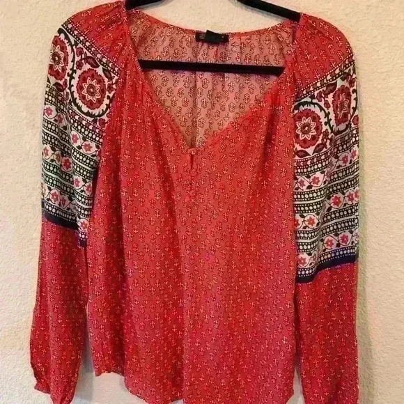 Lucky Brand Tops - Lucky Brand red peasant top sz S Western cowgirlcore rodeo boho festival concert